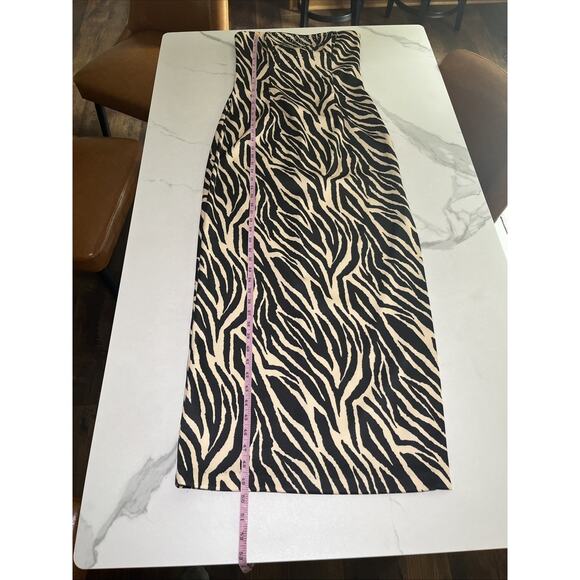 Jessica McClintock Gunne Sax PROM Party Dress Sz 7/8 Strapless Long Zebra Print - Picture 9 of 15